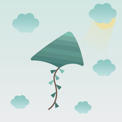 Cute kite. Cute background, children's wallpaper. vector illustration in cartoon style