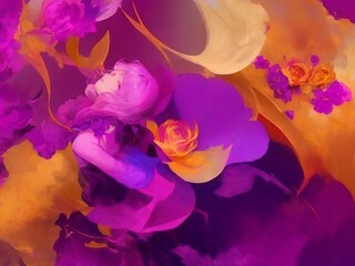 Abstract watercolor background with flowers