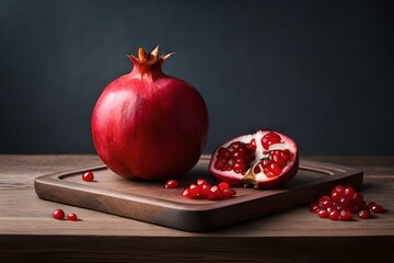 pomegranate on wooden table