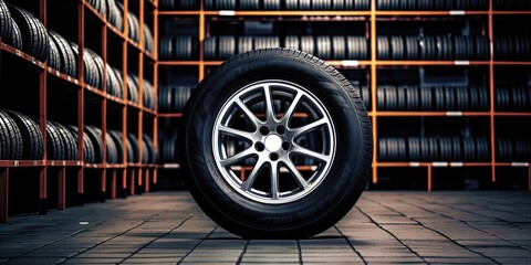 Private Garage Tire Set   Serene Automotive Backdrop, Generative AI