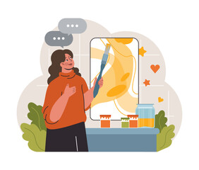 Art therapy. Character developing a creativity. Self-expression idea.