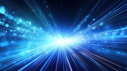Fototapeta premium Blue Burst of Light with Starry Glow and Energy Rays