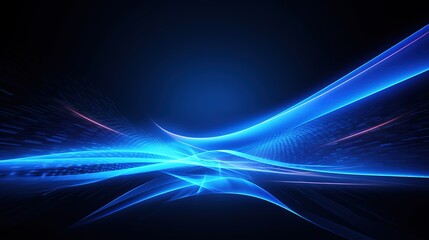 Fototapeta premium Abstract blue background with glowing rays and bursts of light