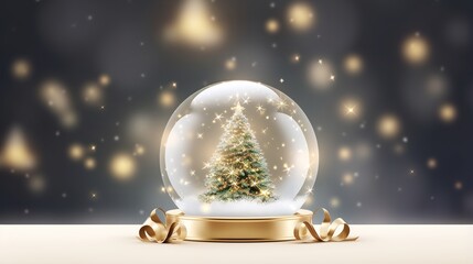 golden christmas ball on snow - obrazy, fototapety, plakaty