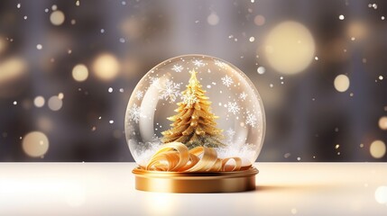 Fototapeta na wymiar golden christmas ball on snow