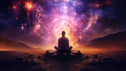 Spiritutal energy spirit healing meditation of the heart, in the style of futuristic imagery, light-focused, by Generative AI