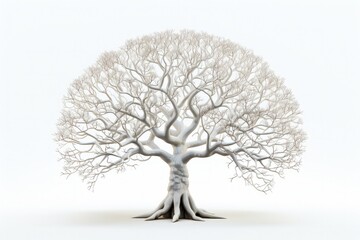 Tree with branches, on white background. Generative AI