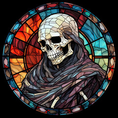 skull in the stain glass