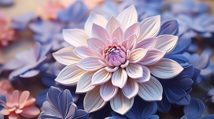 top angle 3d Rendering style in clay beautiful colorful flower, image with copy space