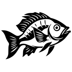 silhouette fish on a white background, vector illustration