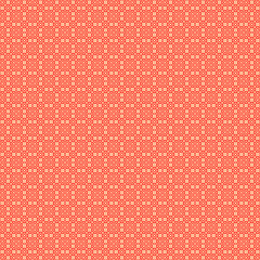 Seamless Chinese window tracery pattern. Repeated stylized red rhombuses on yellow background. Symmetric geometric abstract wallpaper. Trellis motif. Digital paper, textile print. Vector illustration