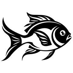 silhouette fish on a white background, vector illustration