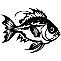 silhouette fish on a white background, vector illustration