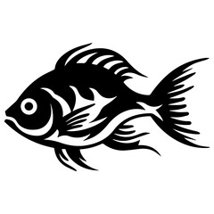 silhouette fish on a white background, vector illustration