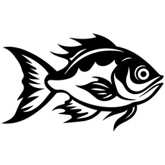 silhouette fish on a white background, vector illustration