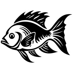 Fototapeta premium silhouette fish on a white background, vector illustration