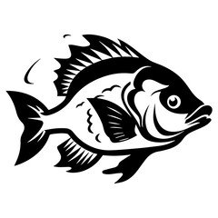 silhouette fish on a white background, vector illustration