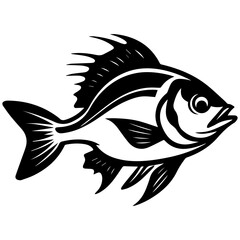silhouette fish on a white background, vector illustration