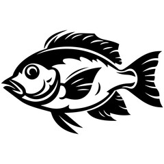 silhouette fish on a white background, vector illustration