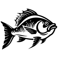 silhouette fish on a white background, vector illustration