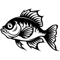 silhouette fish on a white background, vector illustration