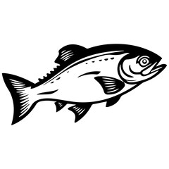 silhouette fish on a white background, vector illustration