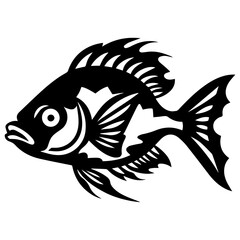 silhouette fish on a white background, vector illustration