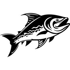 Fototapeta premium silhouette fish on a white background, vector illustration