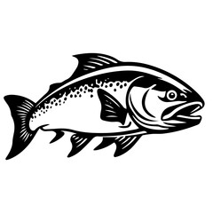 silhouette fish on a white background, vector illustration