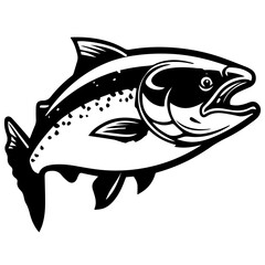 silhouette fish on a white background, vector illustration