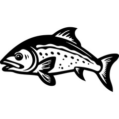 silhouette fish on a white background, vector illustration