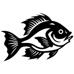 silhouette fish on a white background, vector illustration