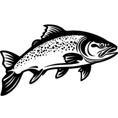 silhouette fish on a white background, vector illustration
