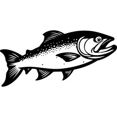 silhouette fish on a white background, vector illustration