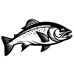 silhouette fish on a white background, vector illustration