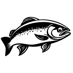 silhouette fish on a white background, vector illustration
