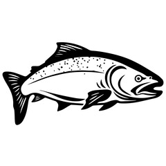 silhouette fish on a white background, vector illustration