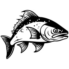 silhouette fish on a white background, vector illustration