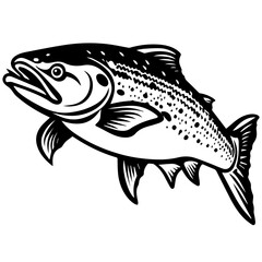 silhouette fish on a white background, vector illustration