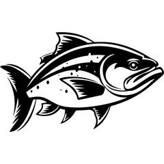 silhouette fish on a white background, vector illustration