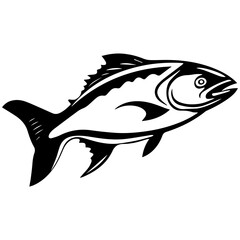 silhouette fish on a white background, vector illustration