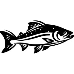 silhouette fish on a white background, vector illustration