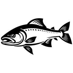 Obraz premium silhouette fish on a white background, vector illustration
