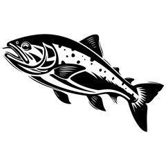 silhouette fish on a white background, vector illustration