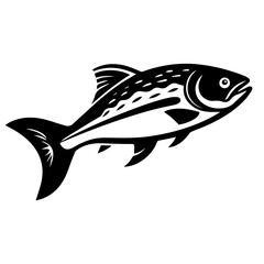 silhouette fish on a white background, vector illustration