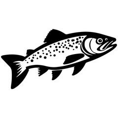 silhouette fish on a white background, vector illustration
