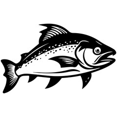 silhouette fish on a white background, vector illustration