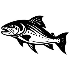 silhouette fish on a white background, vector illustration