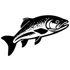 silhouette fish on a white background, vector illustration