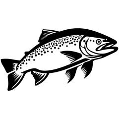 silhouette fish on a white background, vector illustration